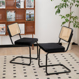 Dining Chairs Set of 2 velvet wicker side decorative chairs, black painted legs, modern medieval Bruell designed chairs, - V.I.P Digital Presence