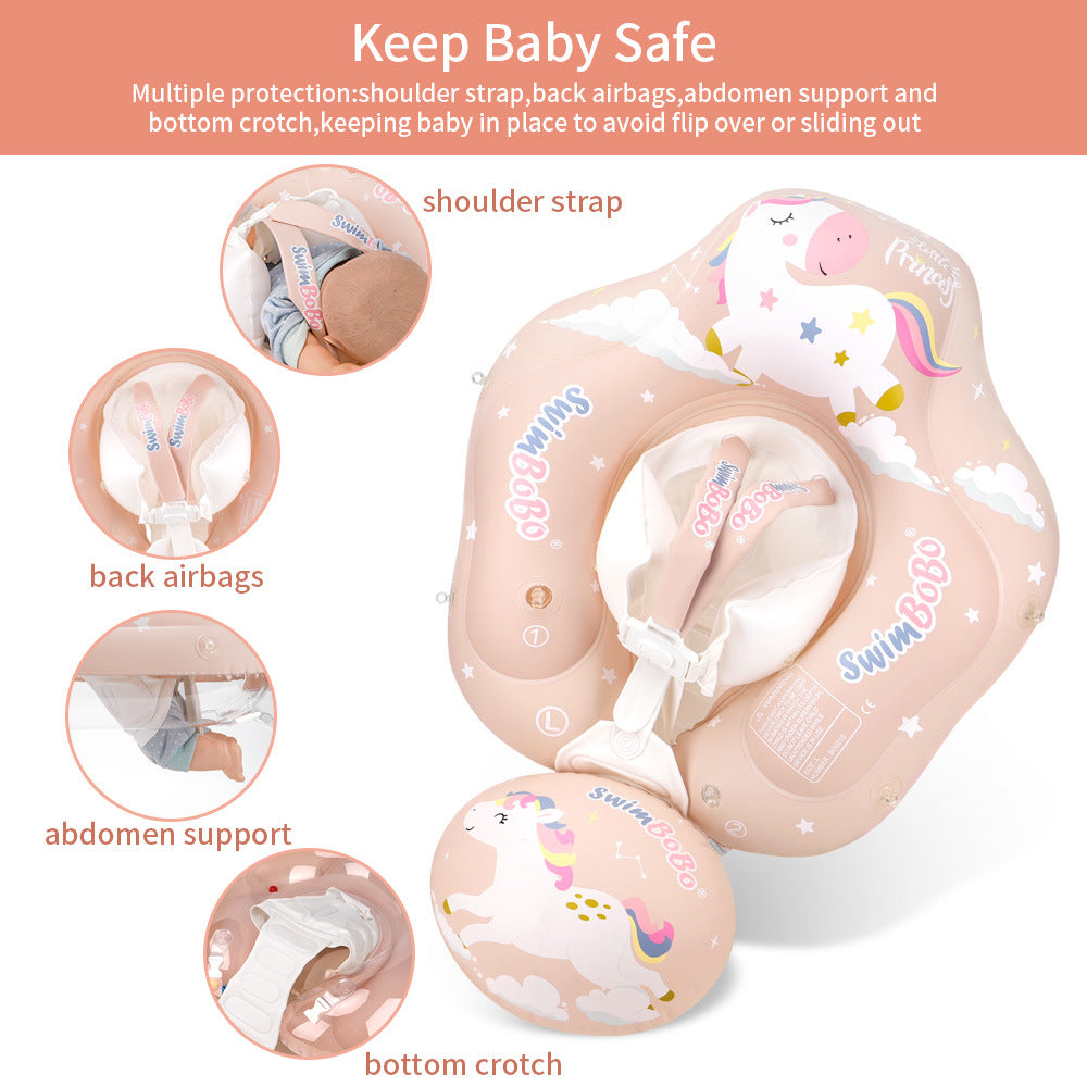 Swimbobo Baby Swimming Ring Lying Ring Children's Swimming Ring Armpit Ring Sunscreen Shade Pink Pony - V.I.P Digital Presence