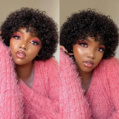 Large Bouncy Afro Kinky Curly Wigs For Black Women Glueless Pre Plucked Machine Made Wig Brazilian Virgin Remy Human Hair Wigs - V.I.P Digital Presence