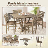 Set of 2 Dining Counter Height Chairs Modern Farmhouse Rustic Look Distressed Design Ladderback Solid Wood - V.I.P Digital Presence