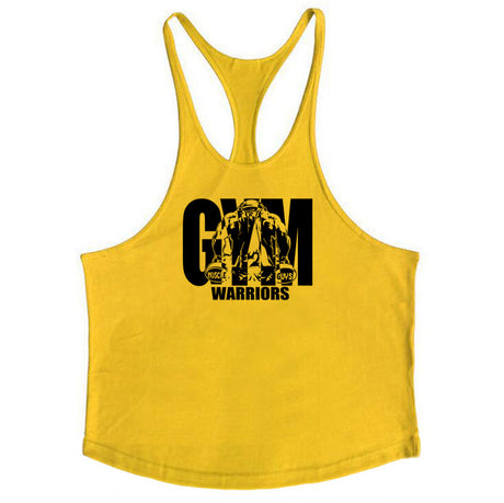 Cotton fitness vest GYM WARRIORS sport deep digging thin shoulder strap shirt - V.I.P Digital Presence