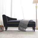 58 inch velvet lounge chair, button cluster right arm lounge chair with nail head decoration and solid wood legs - V.I.P Digital Presence