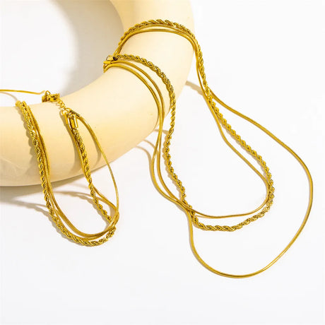 18K Gold-Plated Titanium Steel Three-Layered Necklace - V.I.P Digital Presence