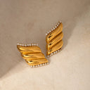 Inlaid Zircon Stainless Steel Geometric Stud Earrings - V.I.P Digital Presence