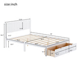 Full Size Platform Bed with Under-bed Drawers White - V.I.P Digital Presence