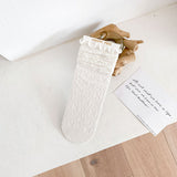 1 pair of socks for women summer thin black middle tube socks Japanese lace ballet style socks mesh breathable pile socks - V.I.P Digital Presence