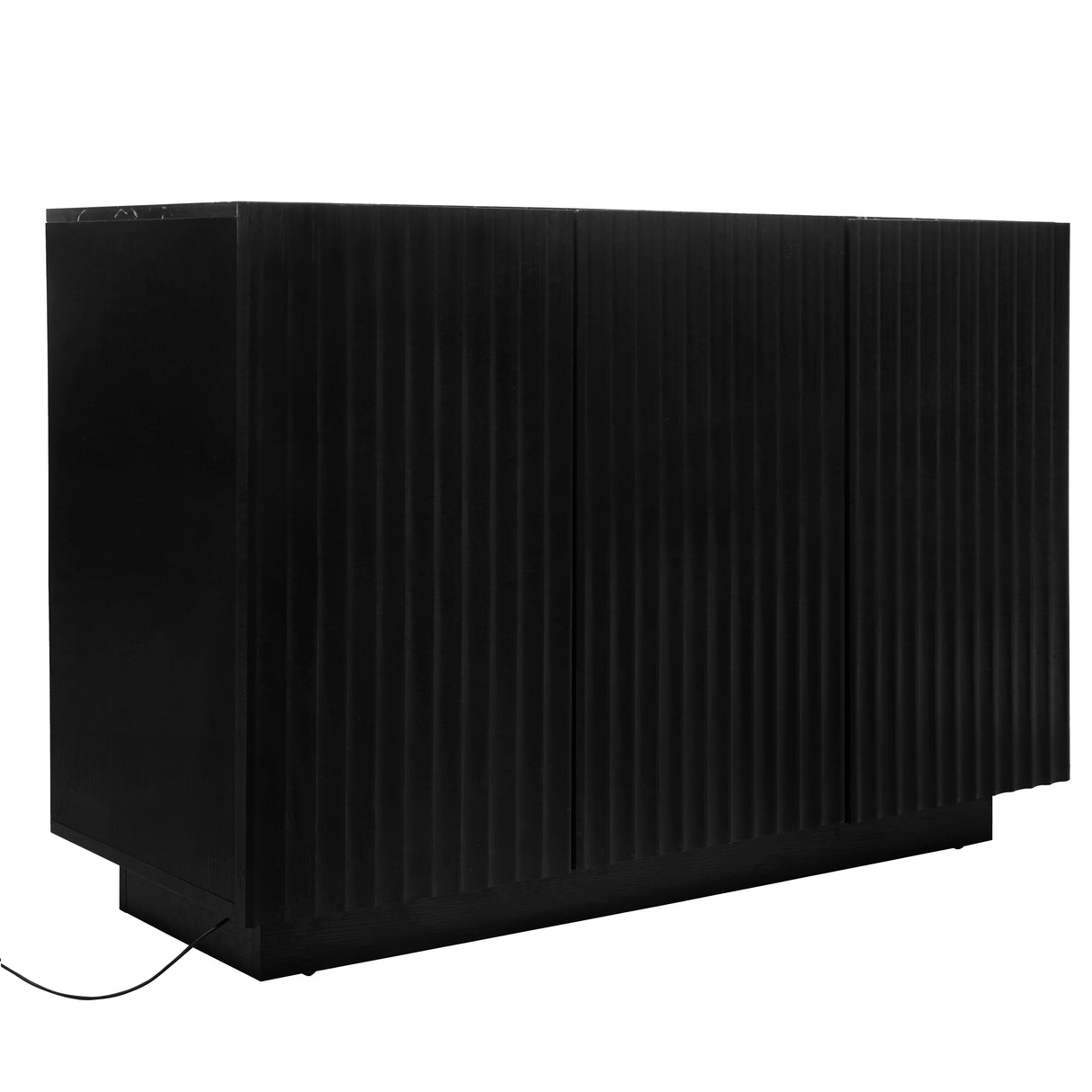 LED Carved Line 3 Door Storage Cabinet,Sideboard Buffet Cabinet With Adjustable Shelf,Large Storage Accent Cabinet - V.I.P Digital Presence
