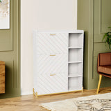 Shoe Cabinet with 3 Flip Drawers & Open Shelves, Modern Entryway Shoe Storage Cabinet Slim, Narrow Hidden Shoe Rack for Heels - V.I.P Digital Presence