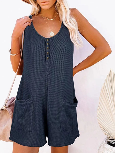 Pocketed Scoop Neck Sleeveless Romper - V.I.P Digital Presence