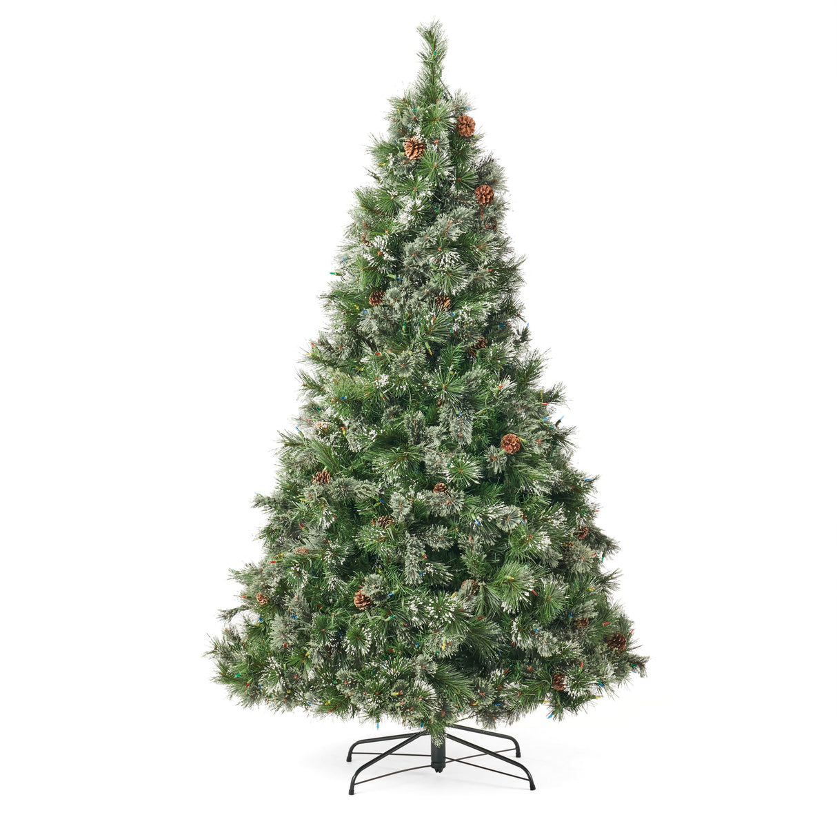 7' Cashmere and Snow Bristle Mixed Tree with 75Pine Cones and 900 LED Lights-UL,1233tips,Dia.:59 - V.I.P Digital Presence