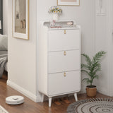 Modern Arc Design Shoe Cabinet With 3 Drawers,Shoe Storage Cabinet for Entryway,Outdoor,White Finish - V.I.P Digital Presence