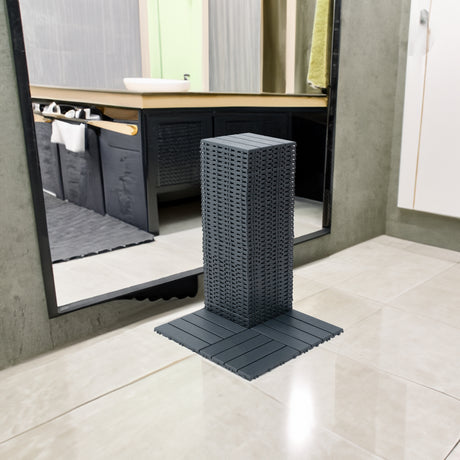 Plastic interlocking deck tiles, 44 waterproof outdoor terrace deck tiles, 12 "x12" square gray - V.I.P Digital Presence
