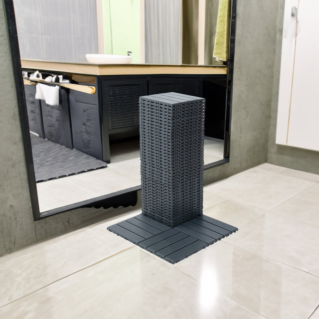 Plastic interlocking deck tiles, 44 waterproof outdoor terrace deck tiles, 12 "x12" square gray - V.I.P Digital Presence