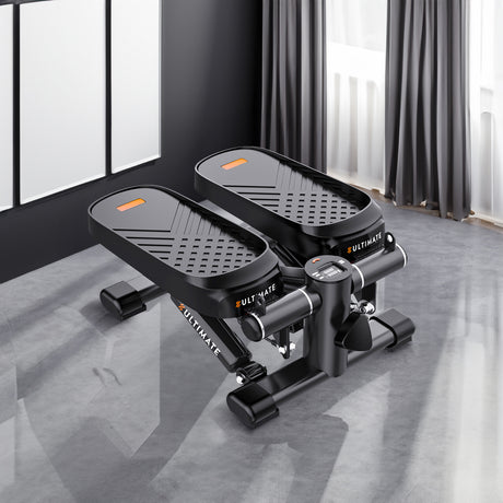 Home Office Exercise 330LBS Capacity Mini Stepper with Resistance Bands and LCD Monitor - V.I.P Digital Presence
