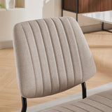 2-piece retro linen chair set with curved wooden backrest, cushioned seat, adjustable metal legs, (Beige Linen) - V.I.P Digital Presence