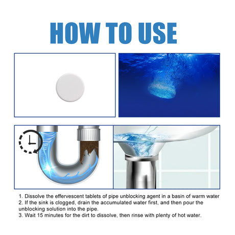 Pipe Dredging Agent Effervescent Tablet Toilet Floor Drain Drain Pipe Drain Dredging Prevent Blockage Cleaning - V.I.P Digital Presence