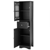 Tall Bathroom Cabinet, Freestanding Storage Cabinet with Drawer and Doors, MDF Board, Acrylic Door, Adjustable Shelf, Black - V.I.P Digital Presence
