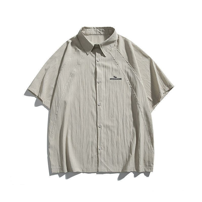 Pocket embroidery workwear short sleeved shirt men's and women's loose half sleeved shirt - V.I.P Digital Presence