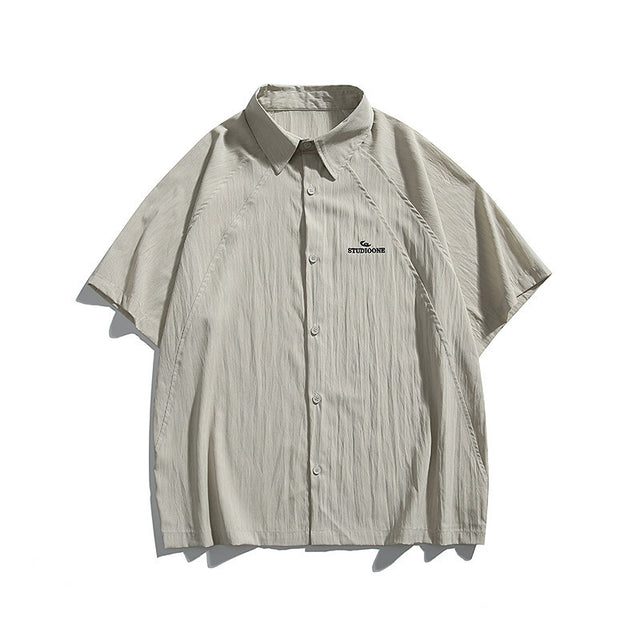 Pocket embroidery workwear short sleeved shirt men's and women's loose half sleeved shirt - V.I.P Digital Presence