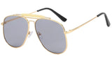 Metal Frame Pilot Sunglasses For Women Double Bridge Champagne Sun Glasses Woman Luxury Square Clear Oversize Shades - V.I.P Digital Presence