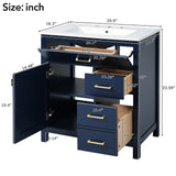 30-Inch Blue Bathroom Vanity with Ceramic Sink and Ample Storage - Ideal Choice for Small Bathrooms - V.I.P Digital Presence
