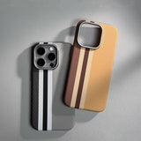 Adecuado para iPhone 15 ProMax, funda rígida magnética con patrón de Kevlar, funda protectora anticaídas con patrón de fibra de carbono 14
