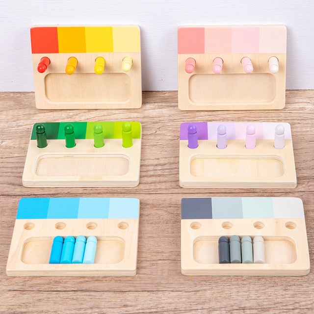Colorful sensory integration wooden insert board, hands-on and brainpower color discrimination teaching aids, children's wooden toys - V.I.P Digital Presence