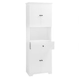 Tall Bathroom Cabinet with Four Doors, Large Storage Space Open Shelve, Upper Storage Cabinet, Whit - V.I.P Digital Presence