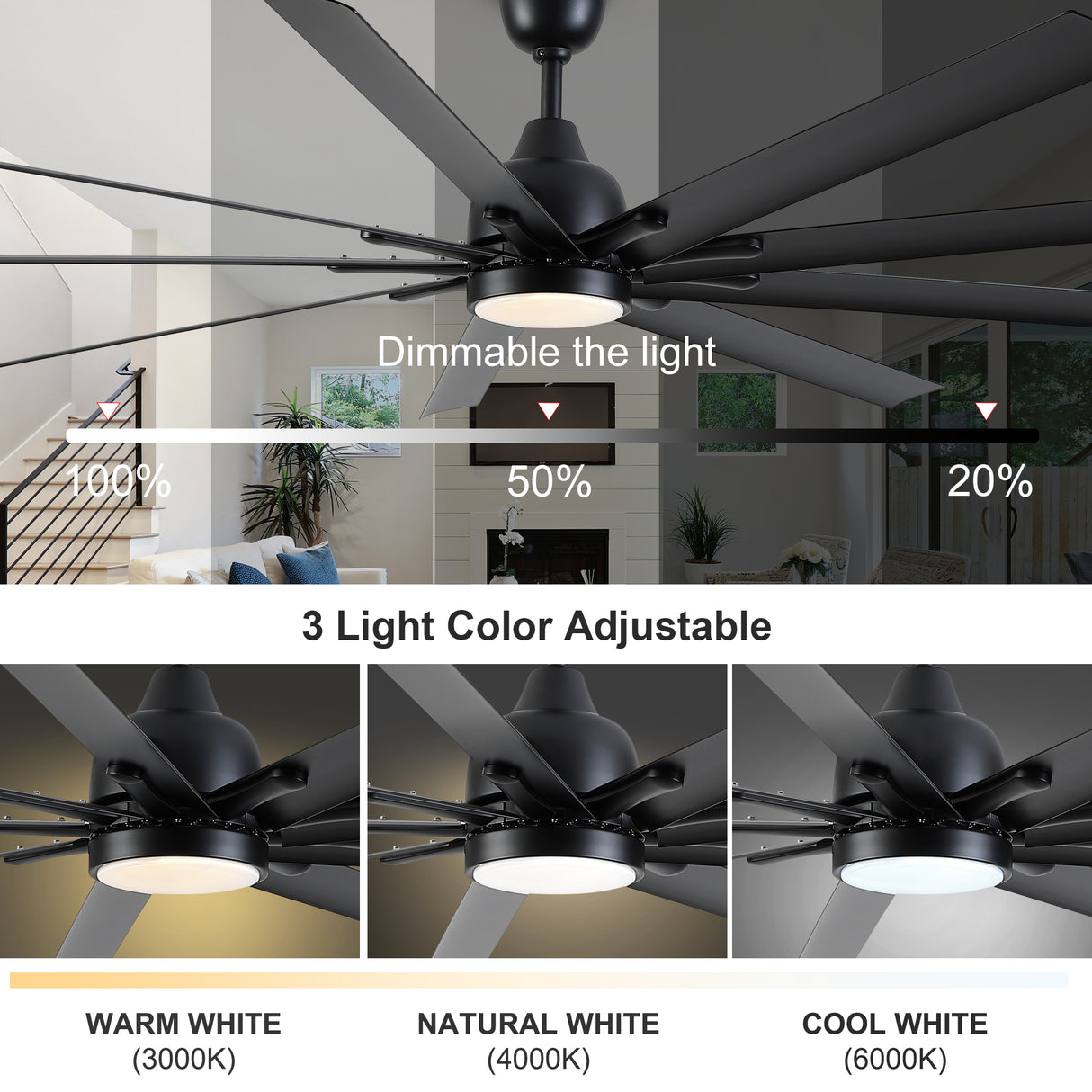 84 In Super Large Black Ceiling Fan with Remote Control - V.I.P Digital Presence