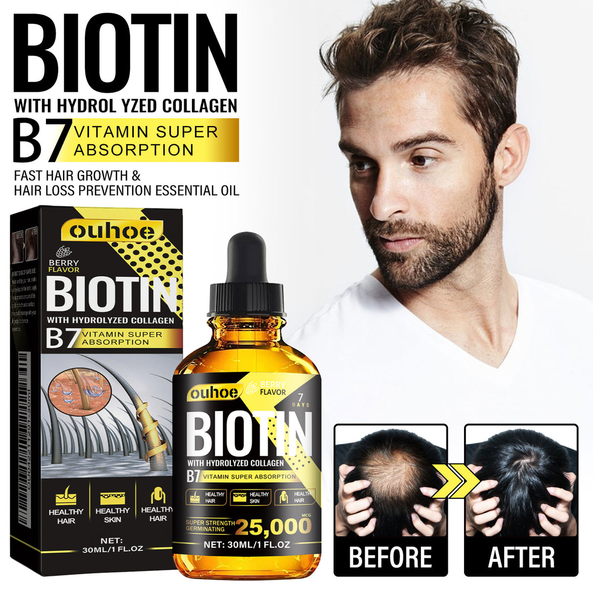 Collagen B7 Vitamin Hair Care Essential Oil Nourishes Hair Gently And Softens Hair - V.I.P Digital Presence
