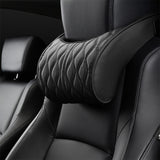 Memory Foam Car Headrest Pillow Leather Embroidered Seat Supports Sets Back Cushion Adjustment Auto Neck Rest Lumbar Pillows - V.I.P Digital Presence