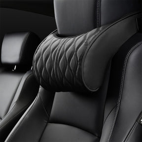 Memory Foam Car Headrest Pillow Leather Embroidered Seat Supports Sets Back Cushion Adjustment Auto Neck Rest Lumbar Pillows - V.I.P Digital Presence
