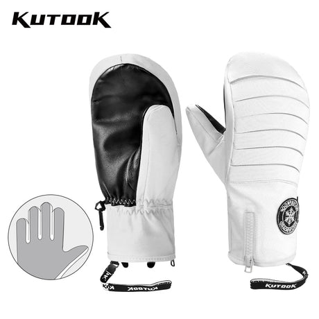 KUTOOK Winter Ski Mittens Windproof Snowboard Mittens Thermal Fleece Lining Skiing Gloves Waterproof Goatskin Palm Outdoor Sport - V.I.P Digital Presence