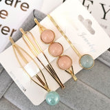 4PCS Korea Fashion Metal Hairpins Imitiation Pearl Colorful Beads Hair Clips for Women Irregular Geometric Hair Accessories - V.I.P Digital Presence