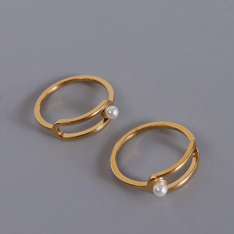 Geometric Circular Pearl Ring Titanium Steel PVD Vacuum Gold Plating Non fading Simple and Versatile Handpiece - V.I.P Digital Presence