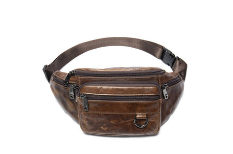 Men's sheepskin waist bag outdoor black mobile phone sheepskin bag leisure sports crossbody chest bag - V.I.P Digital Presence