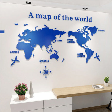 Creative Home Background Wall Stickers Acrylic 3D Wall Stickers Living Room TV Background M70- Map - V.I.P Digital Presence