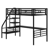 Metal Loft Bed Frame with Desk  No Box Spring Needed Twin Black