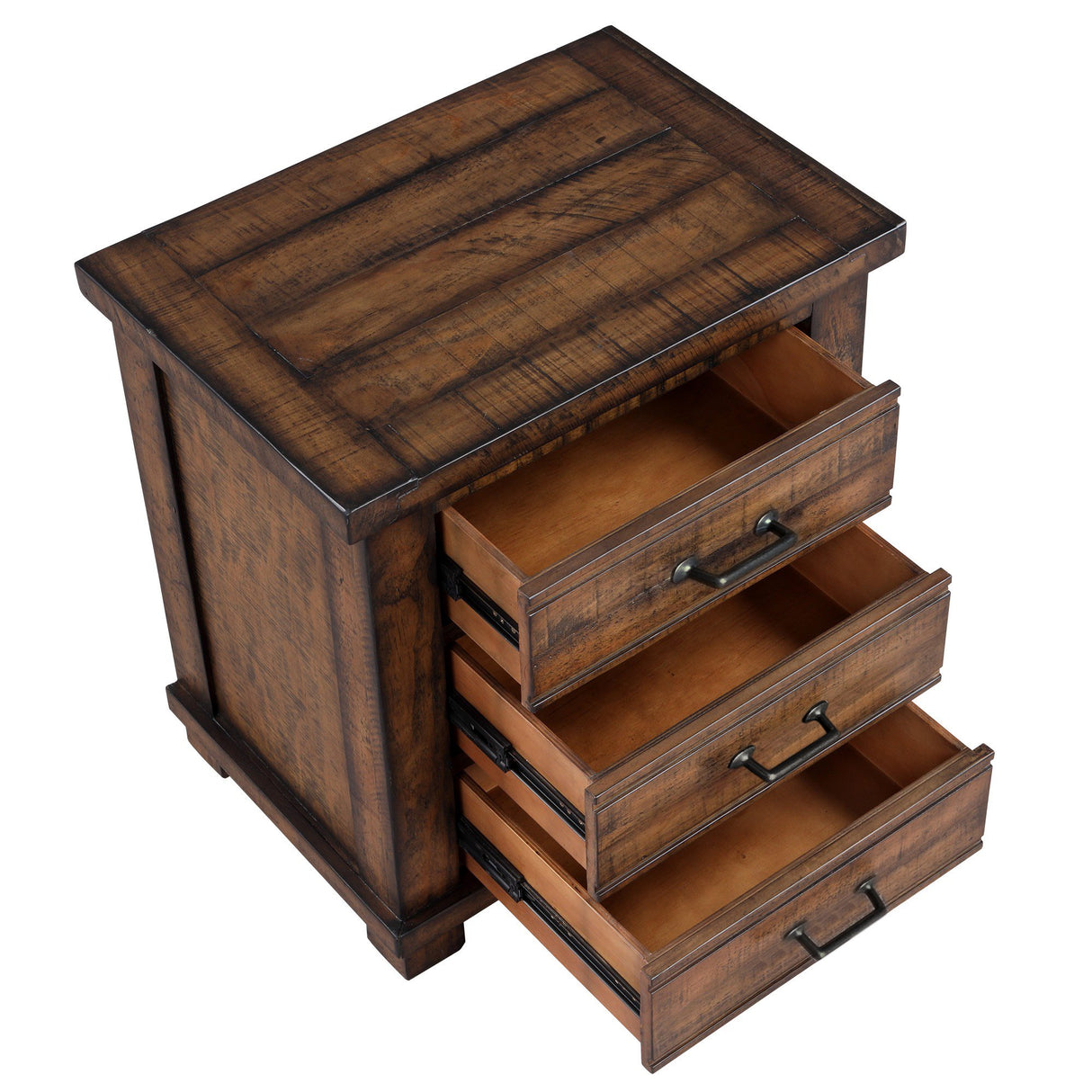 Rustic Three Drawer Reclaimed Solid Wood Framhouse Nightstand - V.I.P Digital Presence