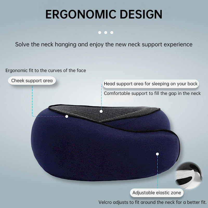 Travel Neck Pillow Memory Foam U-shaped Pillow Snail Style Travel Neck Support Portable Adjustable Soft Noon Break Sleep Pillows - V.I.P Digital Presence