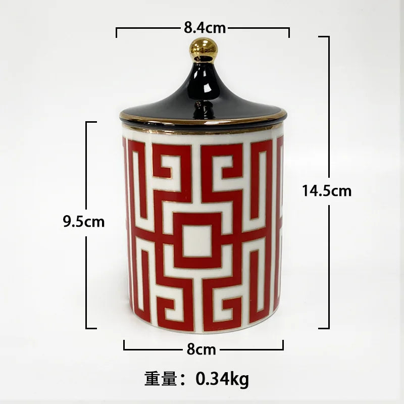 Gold Plated Stripe Ceramic Storage Jar Home Scented Candle Bottle Wedding Candy Gift Jar Cosmetic Jewelry Storage Bottle Decor - V.I.P Digital Presence