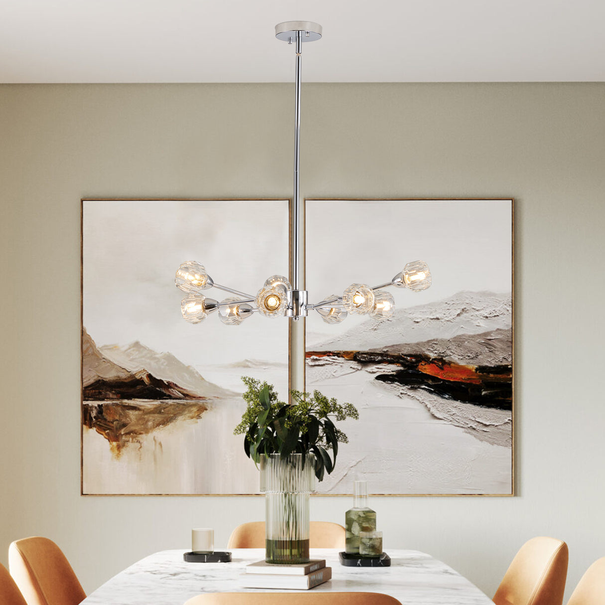 Modern Crystal Chandeliers, 9 Lights Chrome Chandelier for Living Room Bedroom (Bulbs Not Included) - V.I.P Digital Presence