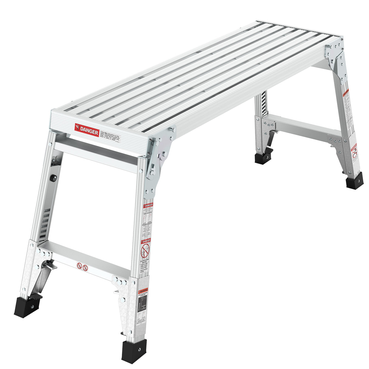 Aluminum Work Platform Large Size Step Stool Folding Portable Work Bench 40" Width Telescopic Feet 22" -27.5" Height Adjustable - V.I.P Digital Presence