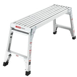 Aluminum Work Platform Large Size Step Stool Folding Portable Work Bench 40" Width Telescopic Feet 22" -27.5" Height Adjustable - V.I.P Digital Presence