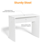 Vanity Desk Set Stool & Dressing Table with LED Lighting Mirror Drawer and Wood Cosmetic Table Chest of Drawers White Color - V.I.P Digital Presence