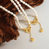 Titanium Steel Freshwater Pearl Heart Necklace - V.I.P Digital Presence
