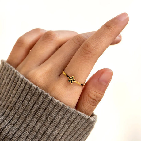 925 Sterling Silver Enamel Flower Ring - V.I.P Digital Presence