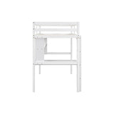 Twin Loft Bed with built-in desk and bookcase of three compartments, Guardrails and Ladder,White - V.I.P Digital Presence