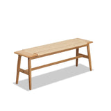 Woven Design Natural Oak Wood Dining Bench Bed Bench for Dining Room, Bedroom, Bathroom - V.I.P Digital Presence