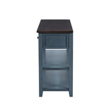 Retro Design Console Table with Two Open Shelves, Pine Solid Wood Frame and Legs for Living Room (Antique Navy+Espresso) - V.I.P Digital Presence